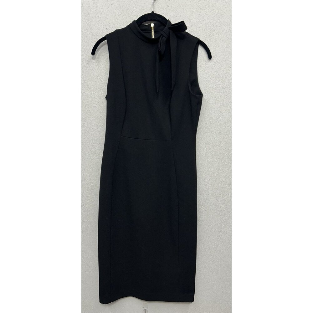 Calvin Klein Sheath Dress Size 4 Black Sleeveless Wedding Guest Career